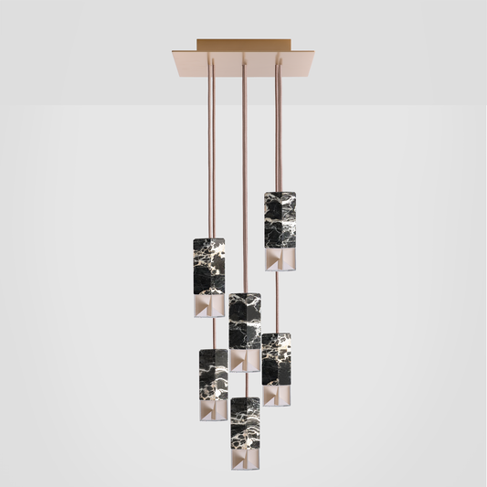 Lamp/ One Black 6-Light Chandelier