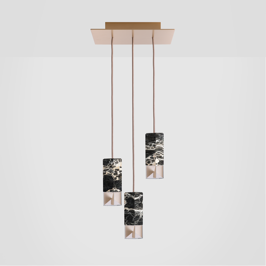 Lamp/ One Black Trio Chandelier