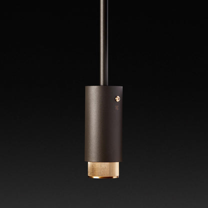 Exhaust Pendant Light / Linear / Graphite Brass, close up view of pendant.