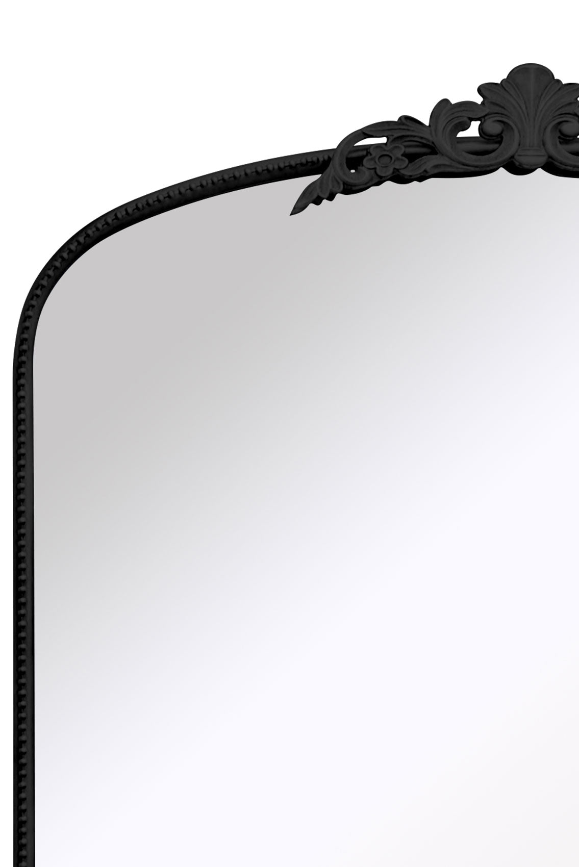 Regal Elegance - Arched Black Metal Wall Mirror with Crown Design 68" X 38" (174CM X 96CM)-3