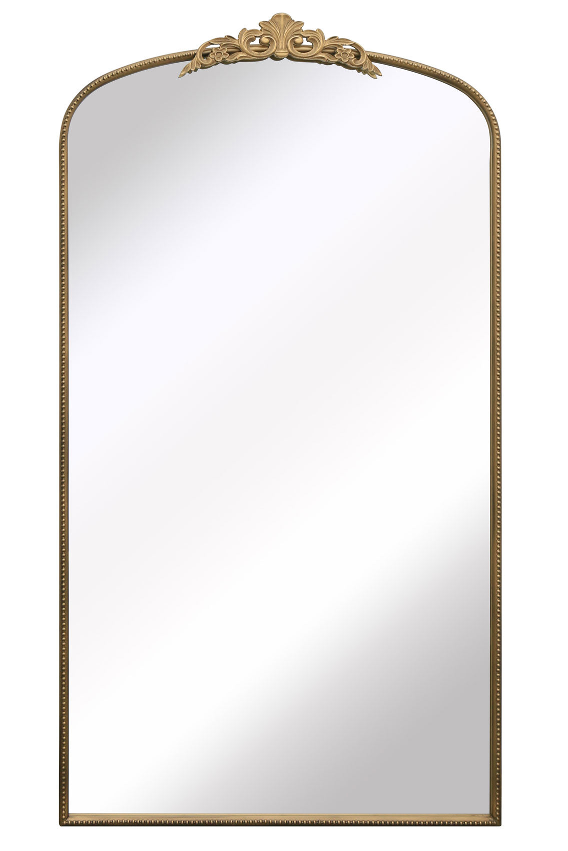 Regal Elegance - 68" X 38" Gold Arched Wall Mirror with Ornate Crown Design (174CM X 96CM)-2