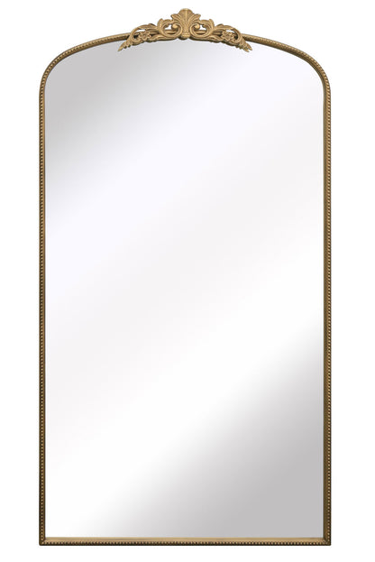 Regal Elegance - 68" X 38" Gold Arched Wall Mirror with Ornate Crown Design (174CM X 96CM)-2