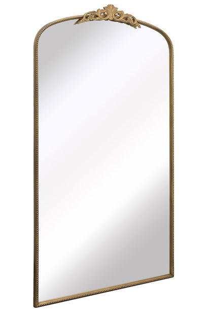 Regal Elegance - 68" X 38" Gold Arched Wall Mirror with Ornate Crown Design (174CM X 96CM)-3