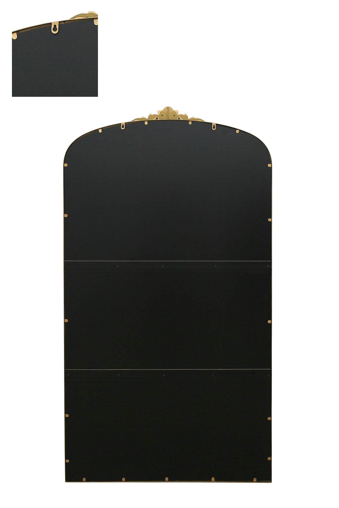 Regal Elegance - 68" X 38" Gold Arched Wall Mirror with Ornate Crown Design (174CM X 96CM)-4