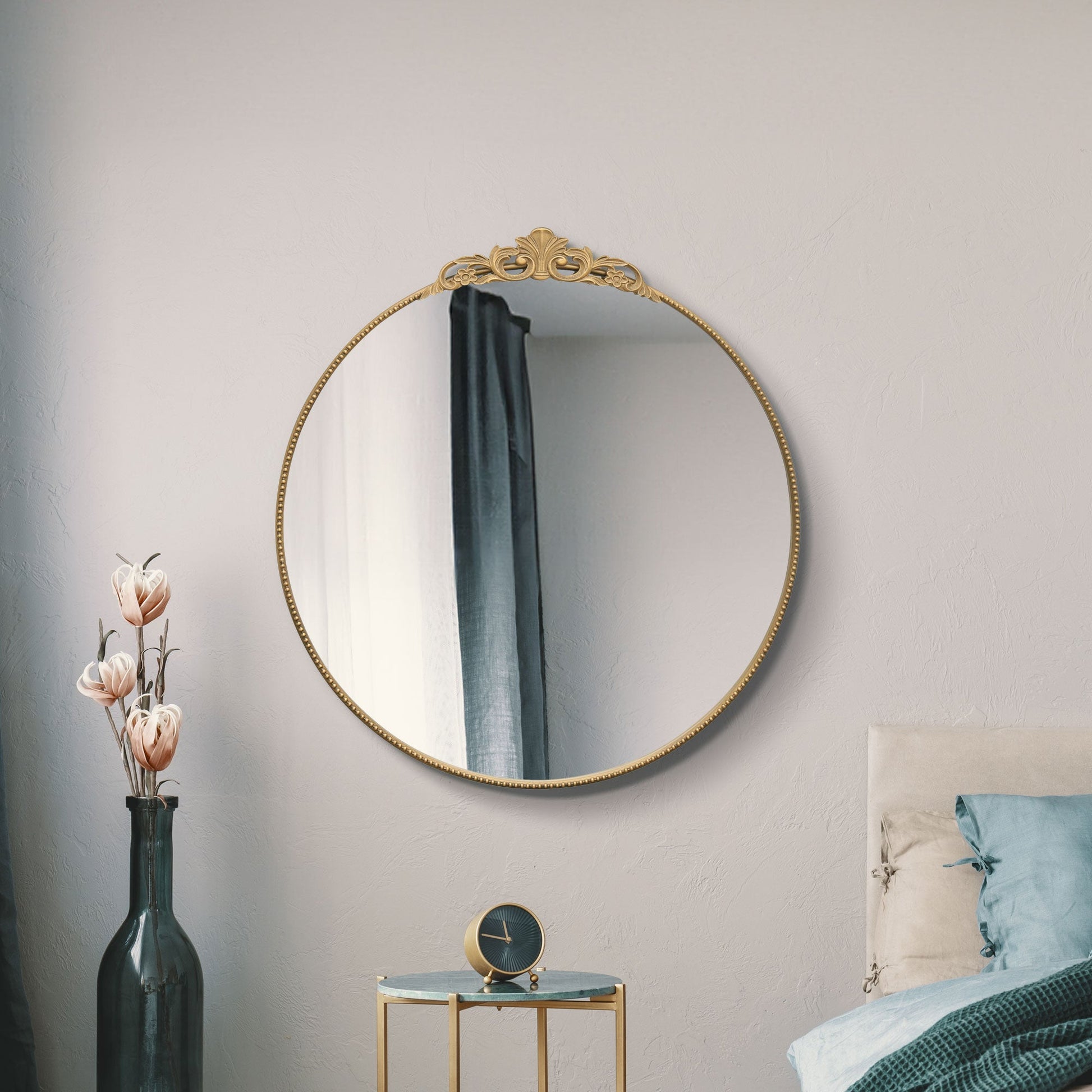 Regal Round Wall Mirror with Gold Metal Frame - 39" X 39" (100x100CM)-5