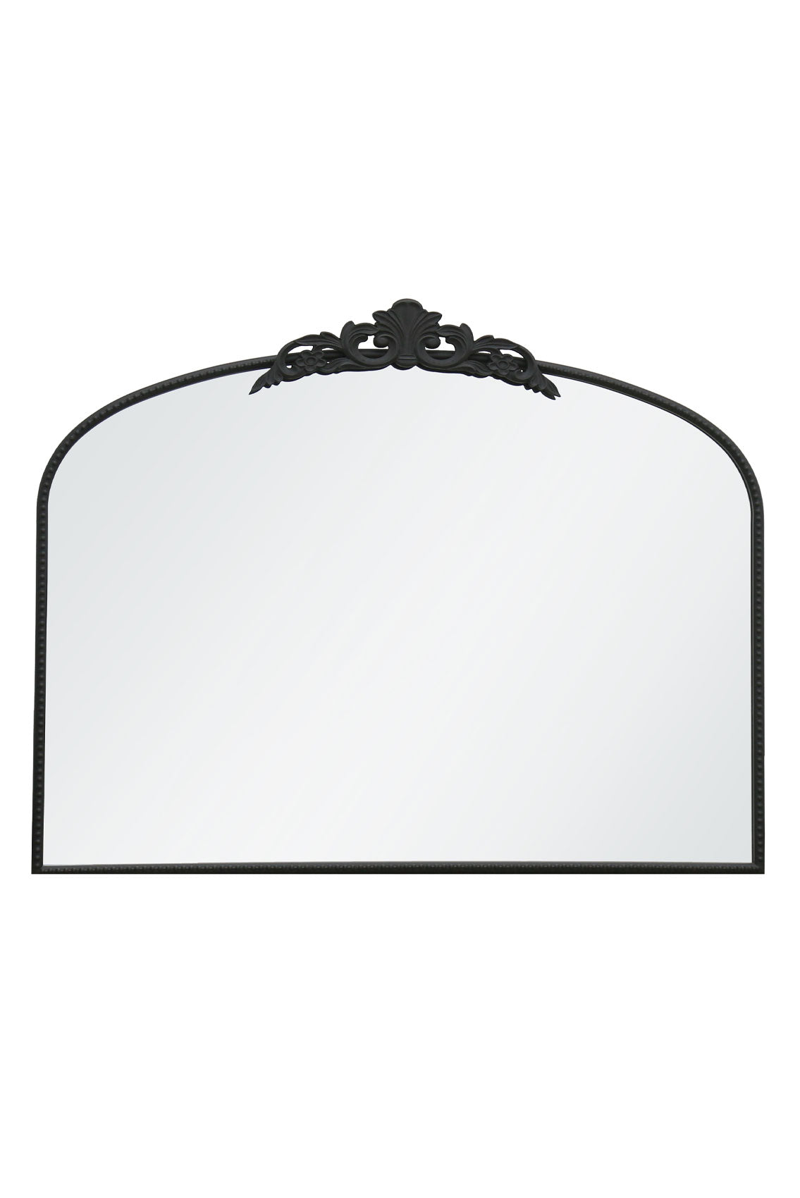 Regal Reflection - 40" X 31" Black Metal Arched Wall Mirror with Crown Design (102CM X 80CM)-2