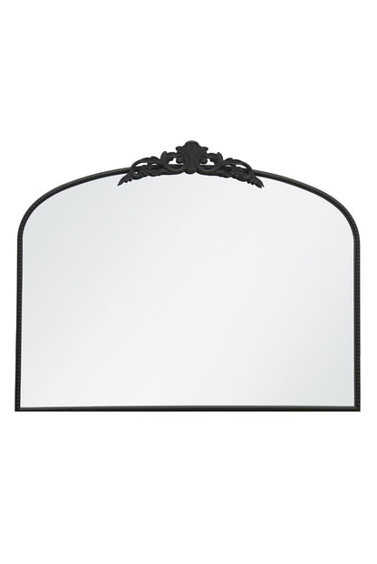 Regal Reflection - 40" X 31" Black Metal Arched Wall Mirror with Crown Design (102CM X 80CM)-2