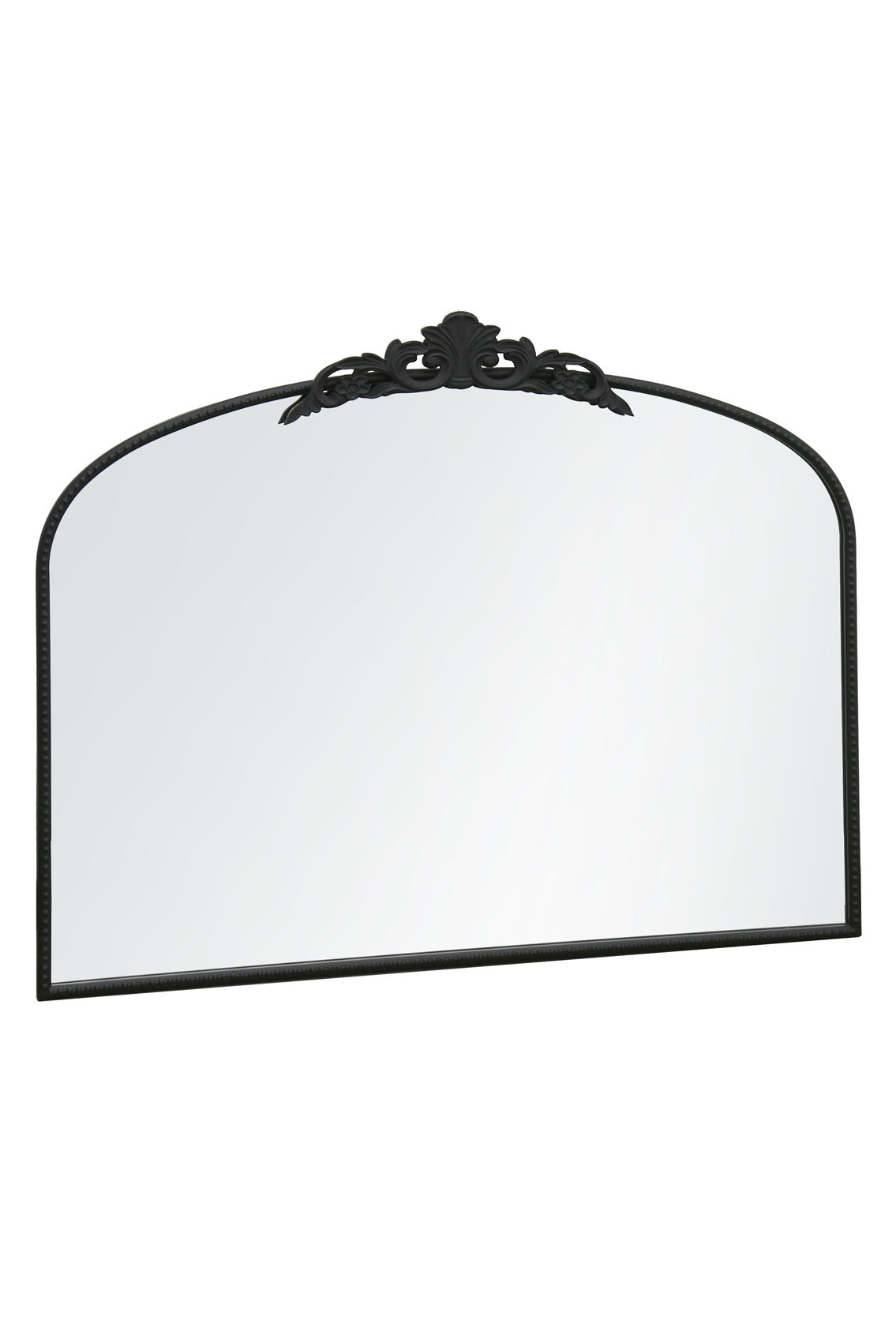 Regal Reflection - 40" X 31" Black Metal Arched Wall Mirror with Crown Design (102CM X 80CM)-3