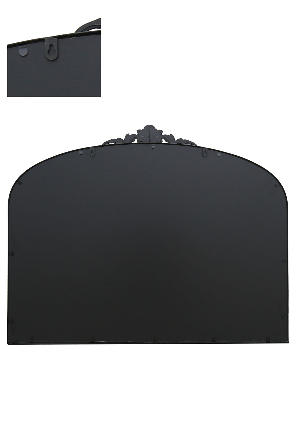 Regal Reflection - 40" X 31" Black Metal Arched Wall Mirror with Crown Design (102CM X 80CM)-4