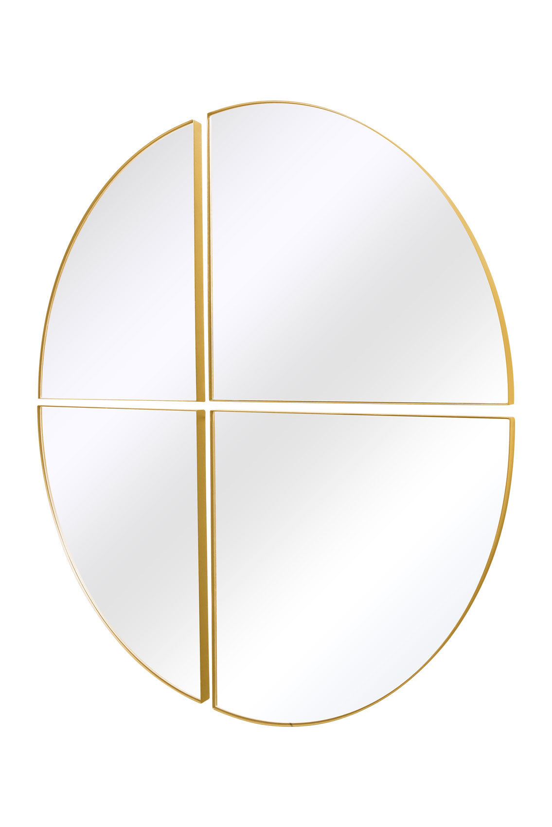 The Quadrants - XL Gold Circular Metal Wall Mirror (54" x 54" / 140 x 140 CM) in Four Sections-3