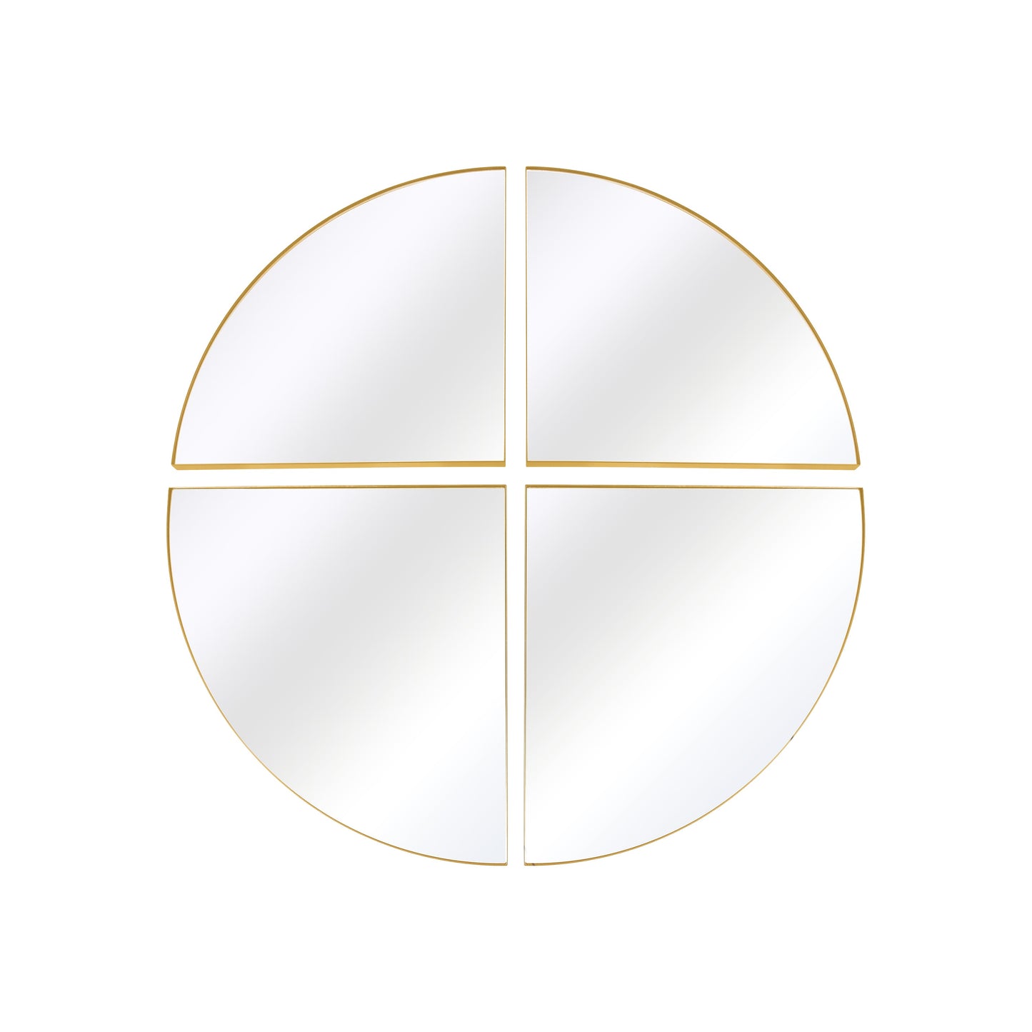 The Quadrants - XL Gold Circular Metal Wall Mirror (54" x 54" / 140 x 140 CM) in Four Sections-1