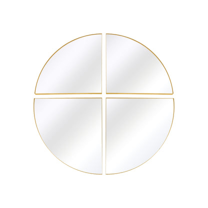 The Quadrants - XL Gold Circular Metal Wall Mirror (54" x 54" / 140 x 140 CM) in Four Sections-1