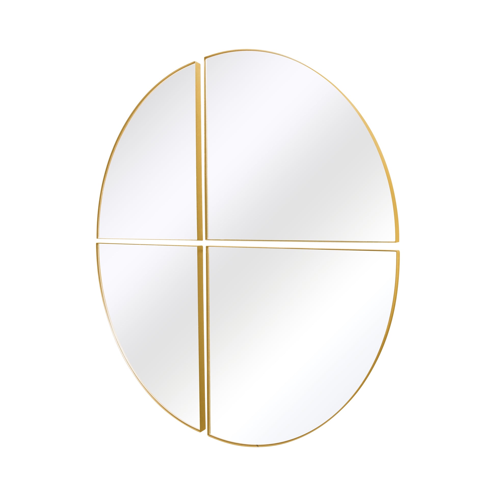 The Quadrants - XL Gold Circular Metal Wall Mirror (54" x 54" / 140 x 140 CM) in Four Sections-2