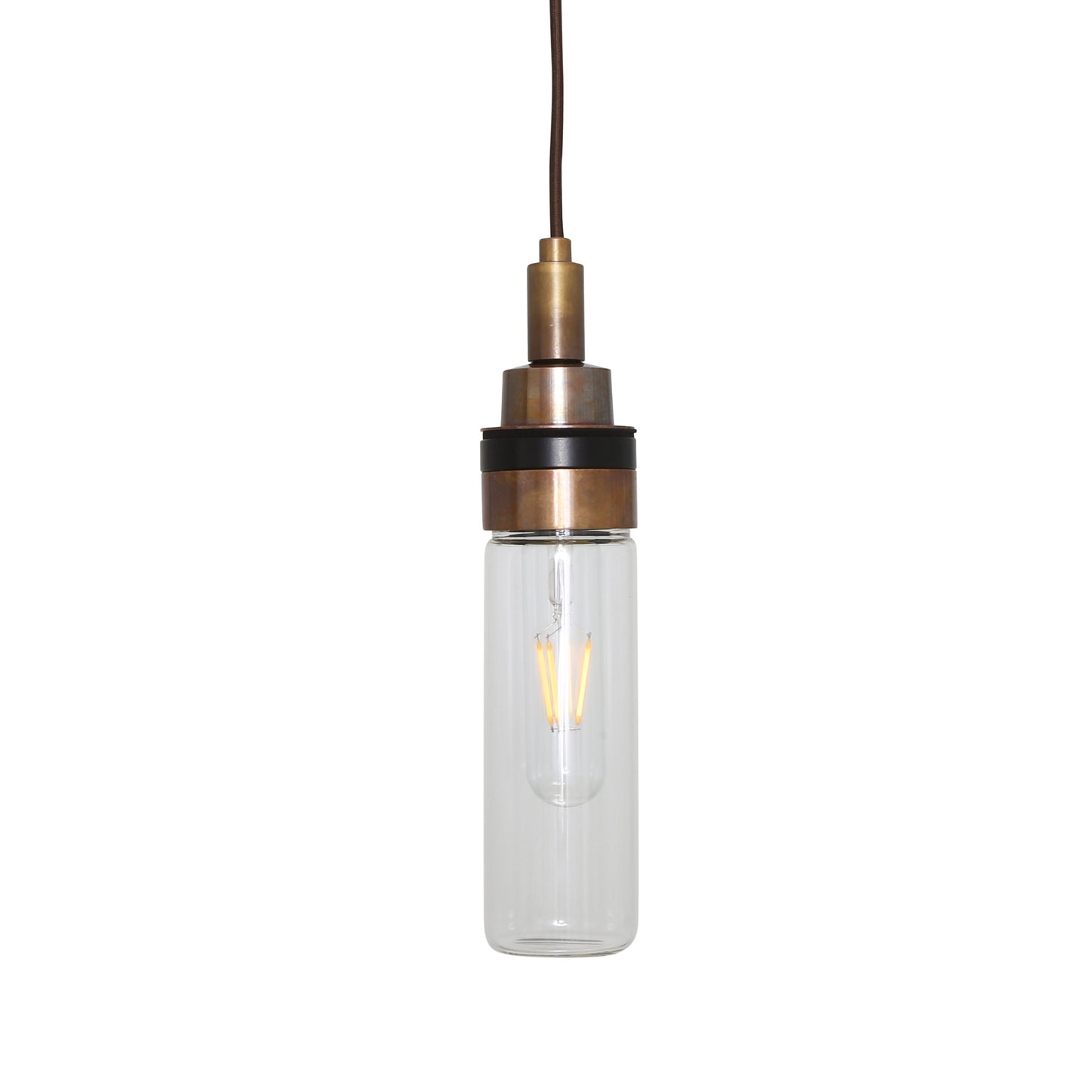 Delta Tube Glass and Brass Bathroom Pendant IP65 Product Shot