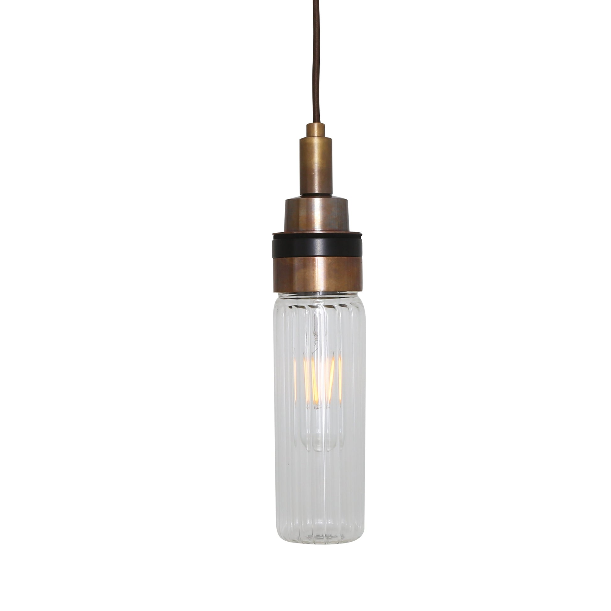 Delta Tube Glass and Brass Bathroom Pendant IP65 Product Shot