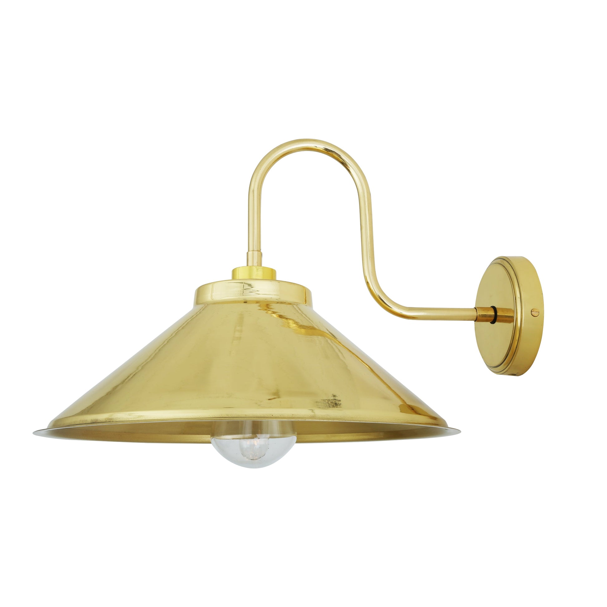 Nerissa Brass Swan Neck Wall Light IP65 Product Shot