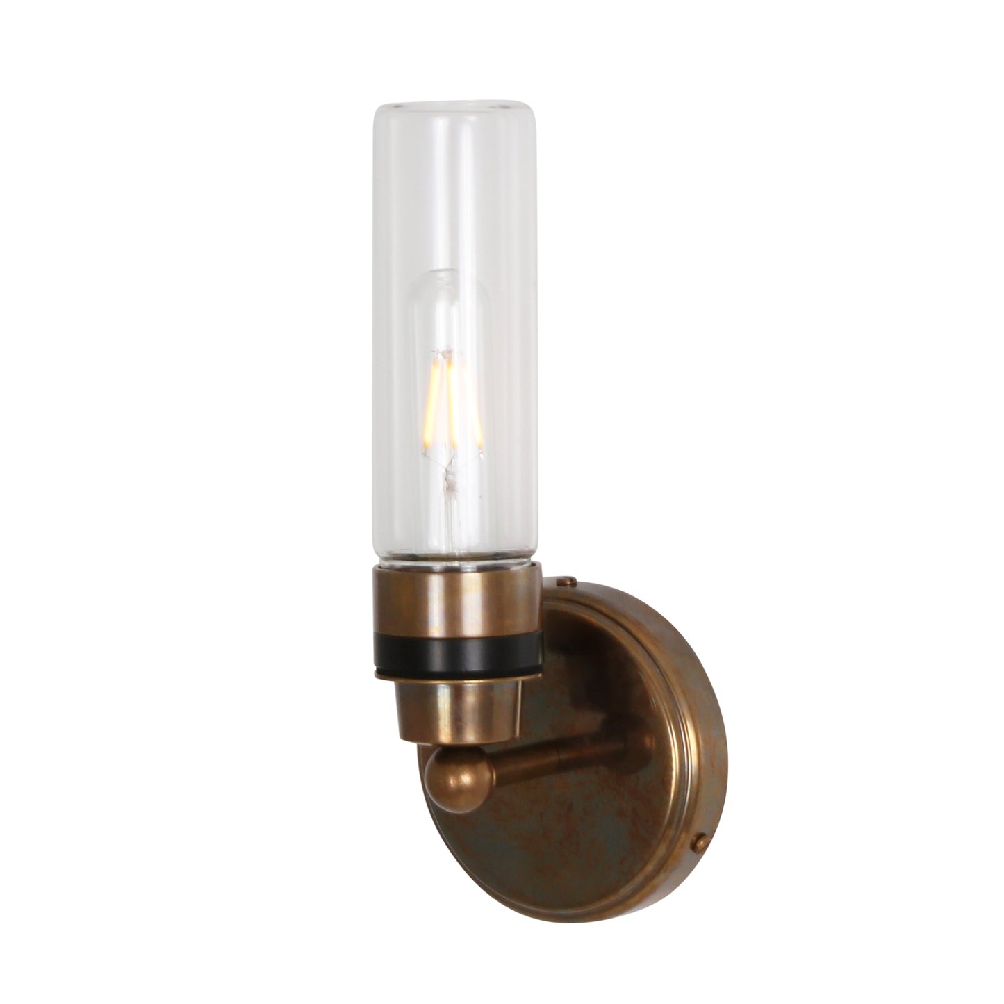 Firth Tube Glass and Brass Bathroom Wall Light IP65