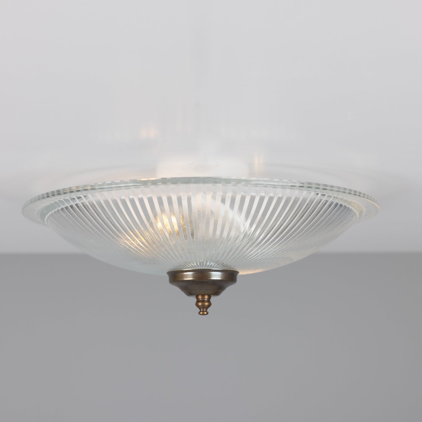 Nicosa Shallow Holophane Glass Flush Ceiling Light 30cm Product Shot