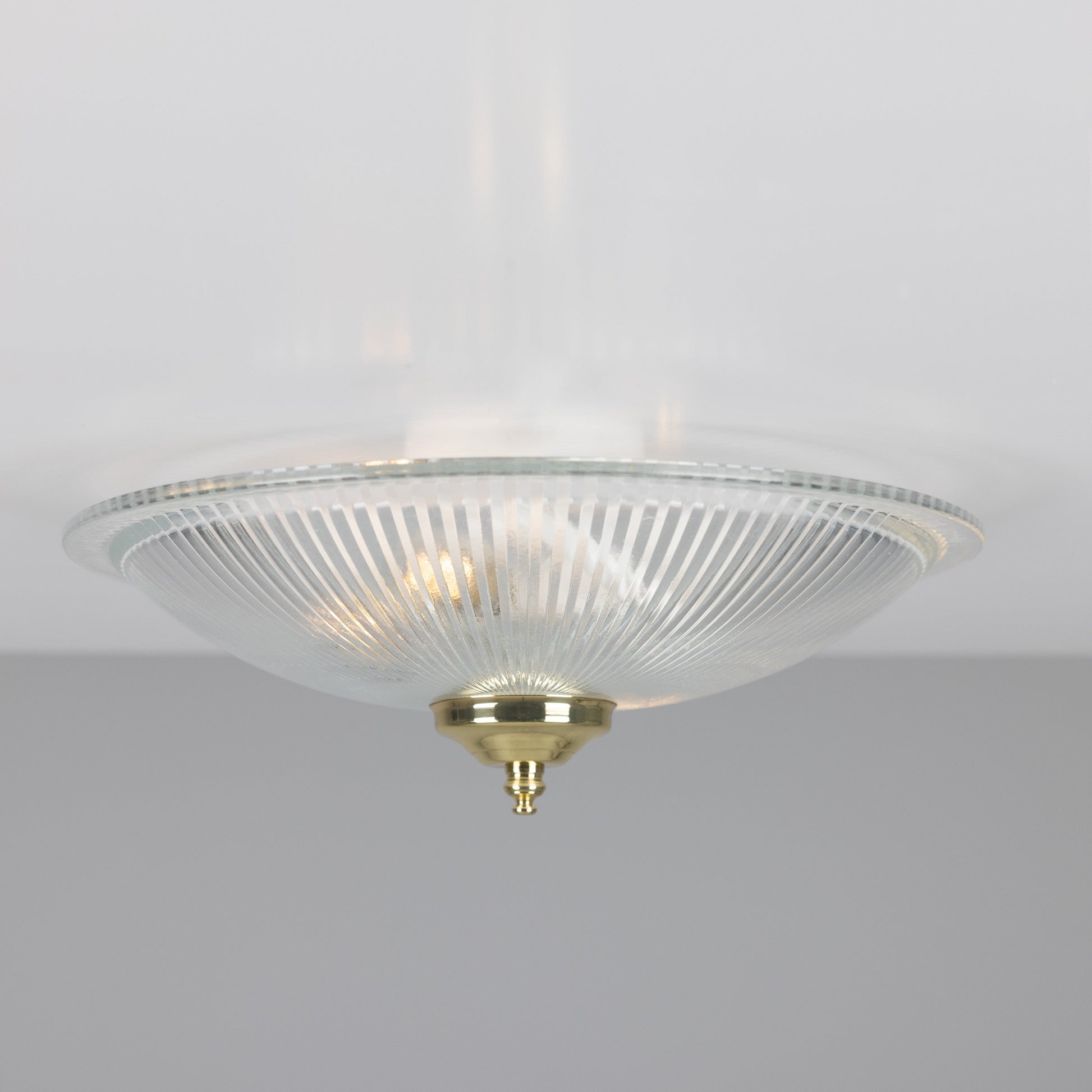 Nicosa Shallow Holophane Glass Flush Ceiling Light 30cm Product Shot