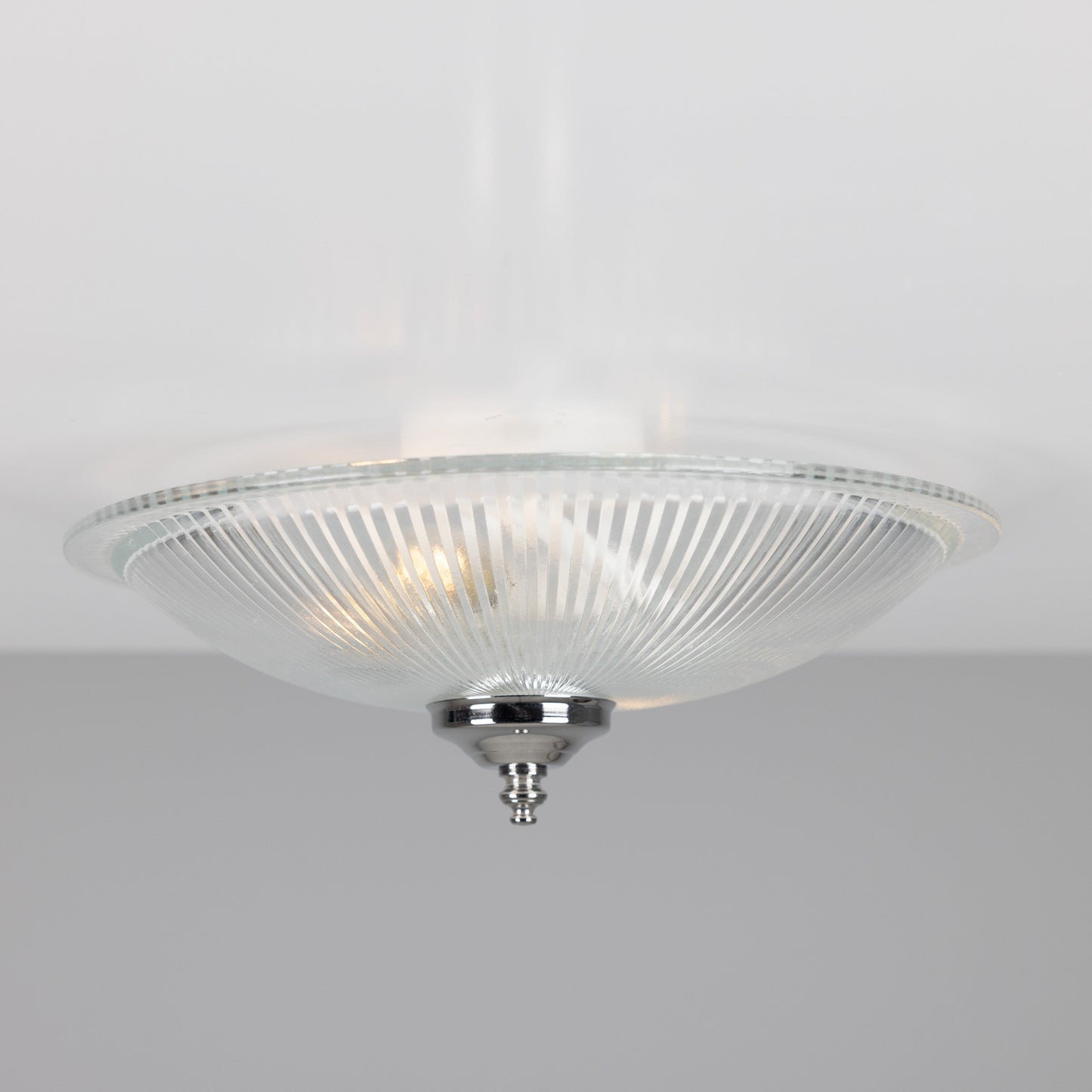 Nicosa Shallow Holophane Glass Flush Ceiling Light 30cm Product Shot