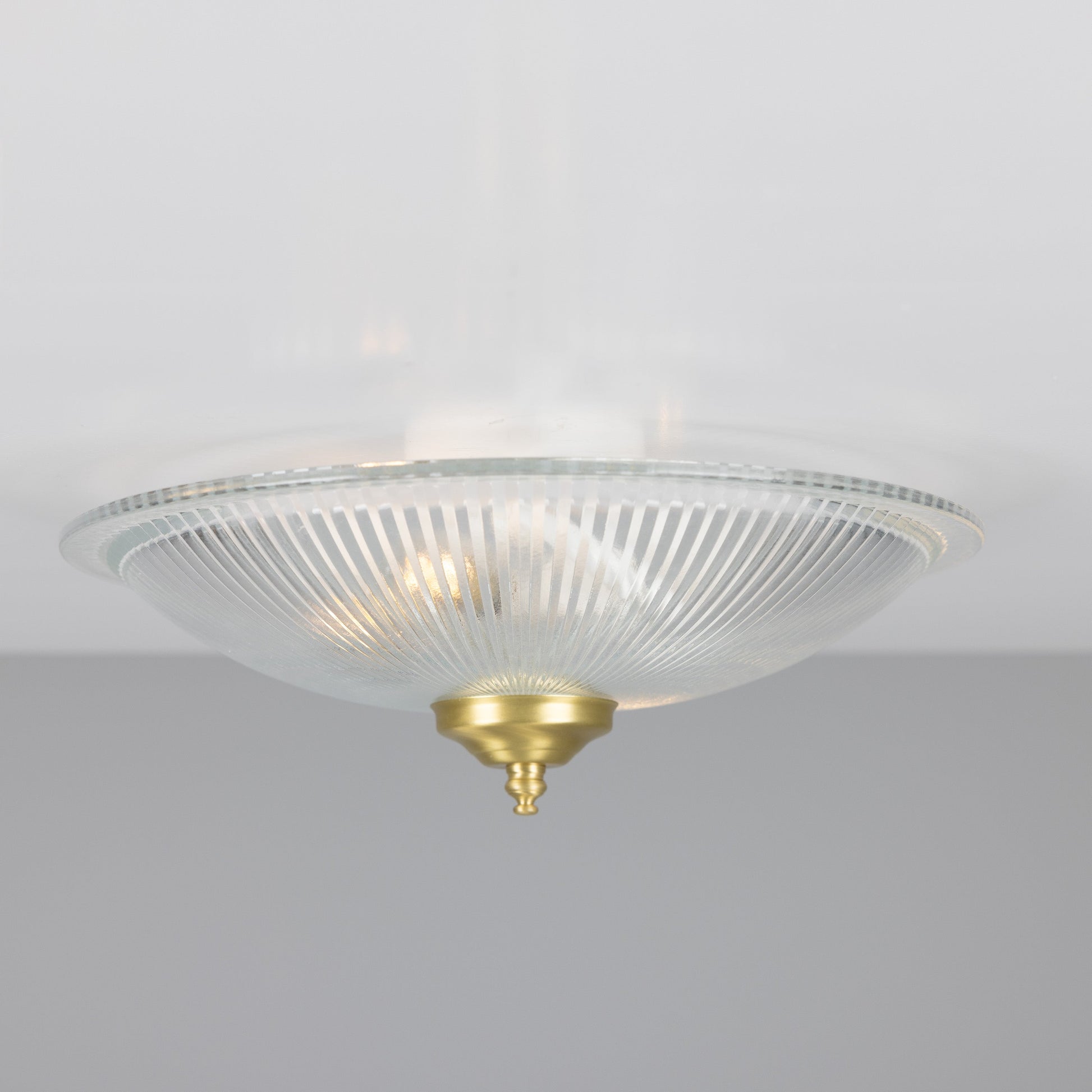 Nicosa Shallow Holophane Glass Flush Ceiling Light 30cm Product Shot