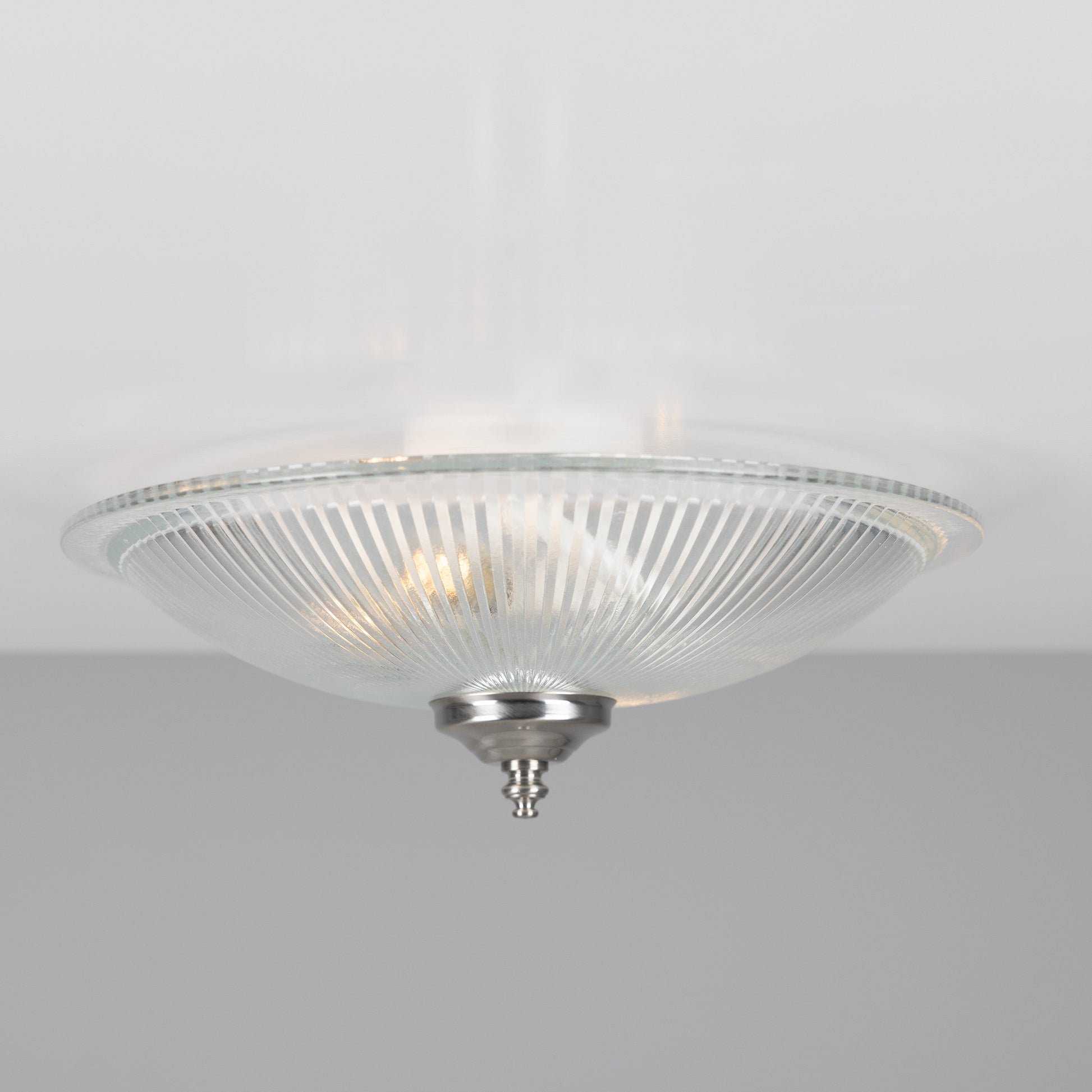 Nicosa Shallow Holophane Glass Flush Ceiling Light 30cm Product Shot