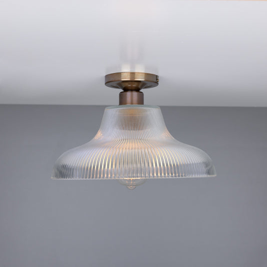 Mono Industrial Holophane Glass Flush Ceiling Light 30cm Product Shot