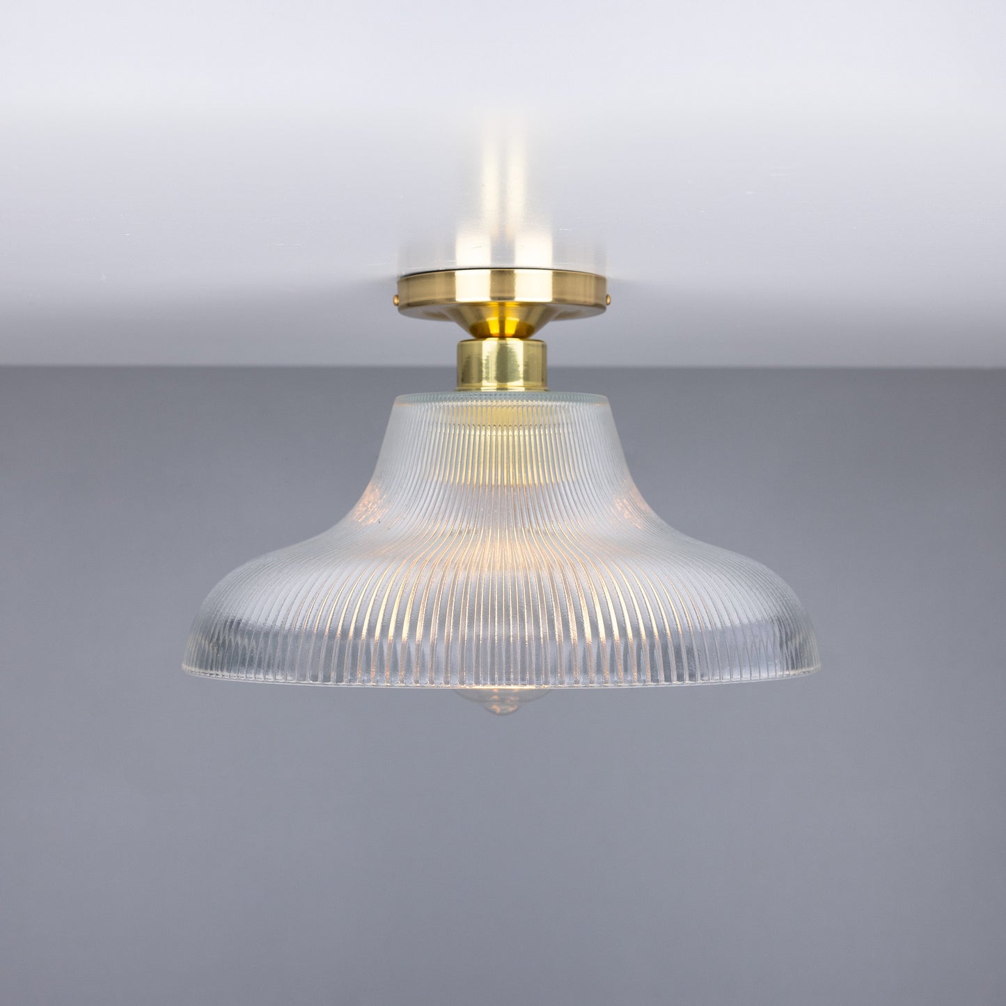 Mono Industrial Holophane Glass Flush Ceiling Light 30cm Product Shot