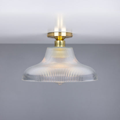 Mono Industrial Holophane Glass Flush Ceiling Light 30cm Product Shot