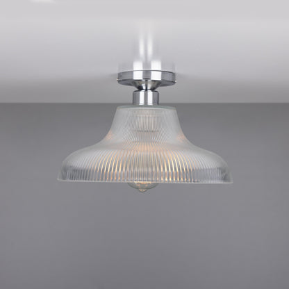 Mono Industrial Holophane Glass Flush Ceiling Light 30cm Product Shot