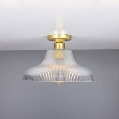 Mono Industrial Holophane Glass Flush Ceiling Light 30cm Product Shot