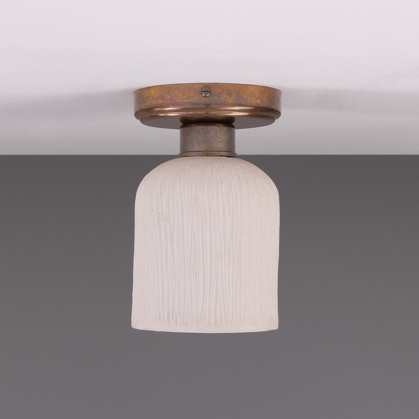 Osier Organic Ceramic Ceiling Light 12cm, Matte White Striped Product Shot