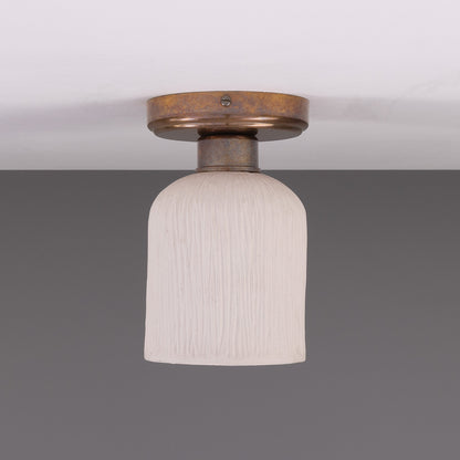 Osier Organic Ceramic Ceiling Light 12cm, Matte White Striped Product Shot