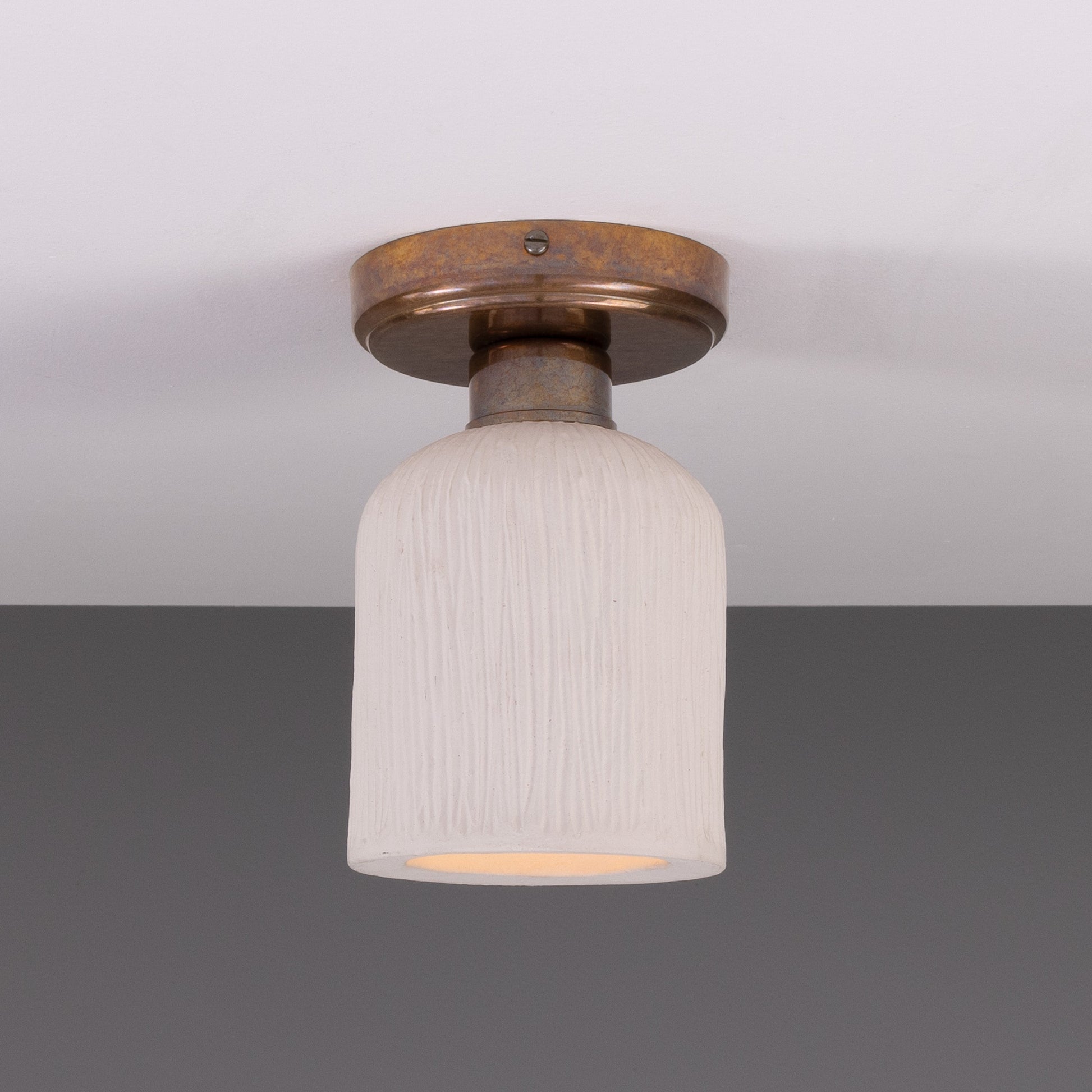 Osier Organic Ceramic Ceiling Light 12cm, Matte White Striped Product Shot