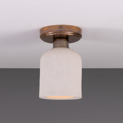 Osier Organic Ceramic Ceiling Light 12cm, Matte White Striped Product Shot