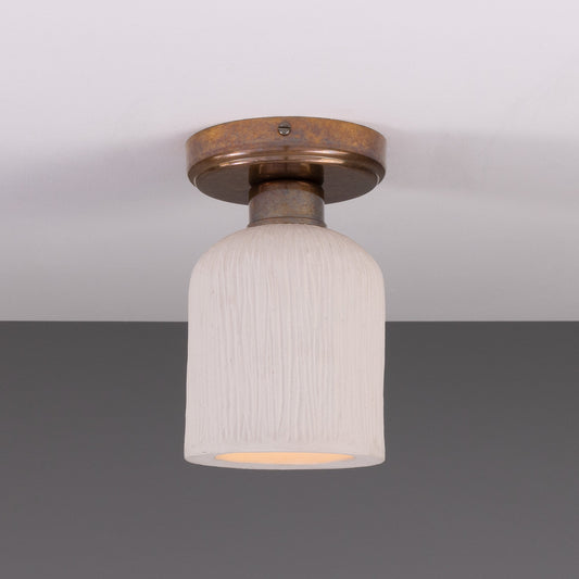 Osier Organic Ceramic Ceiling Light 12cm, Matte White Striped Product Shot