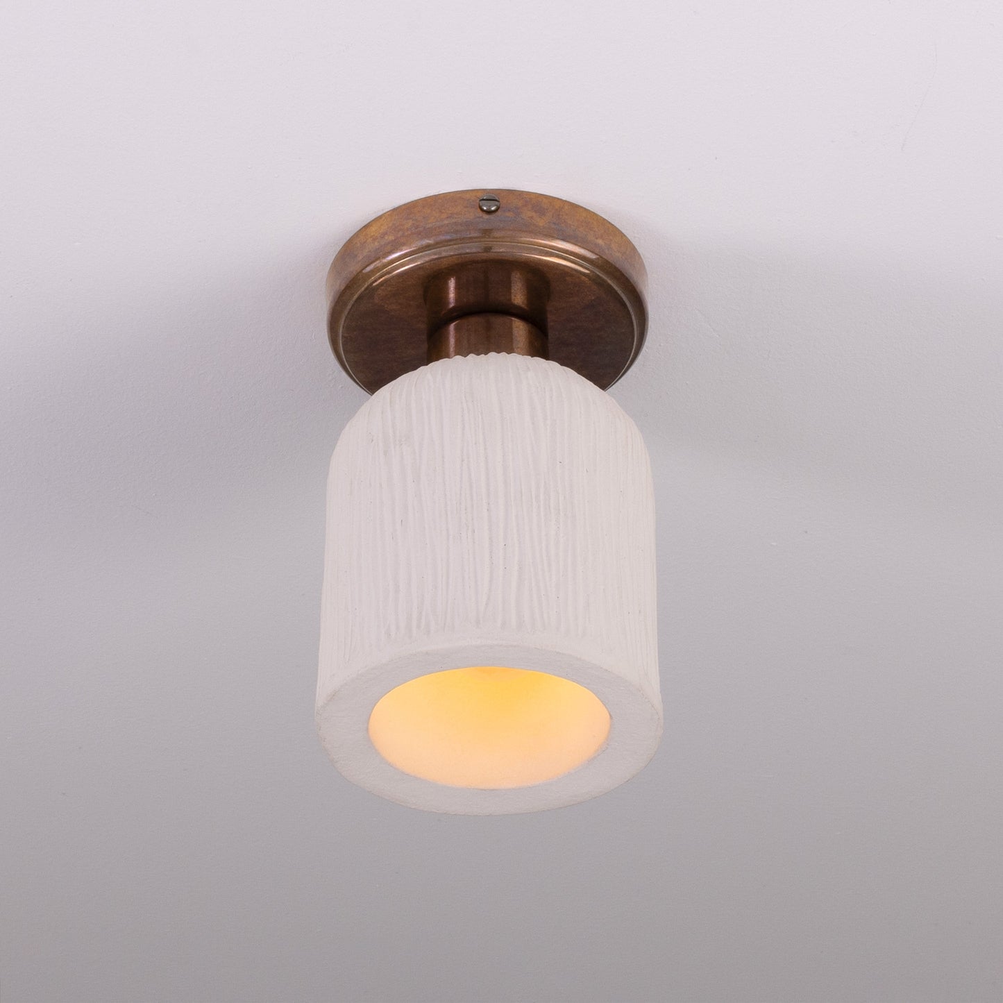 Osier Organic Ceramic Ceiling Light 12cm, Matte White Striped Product Shot