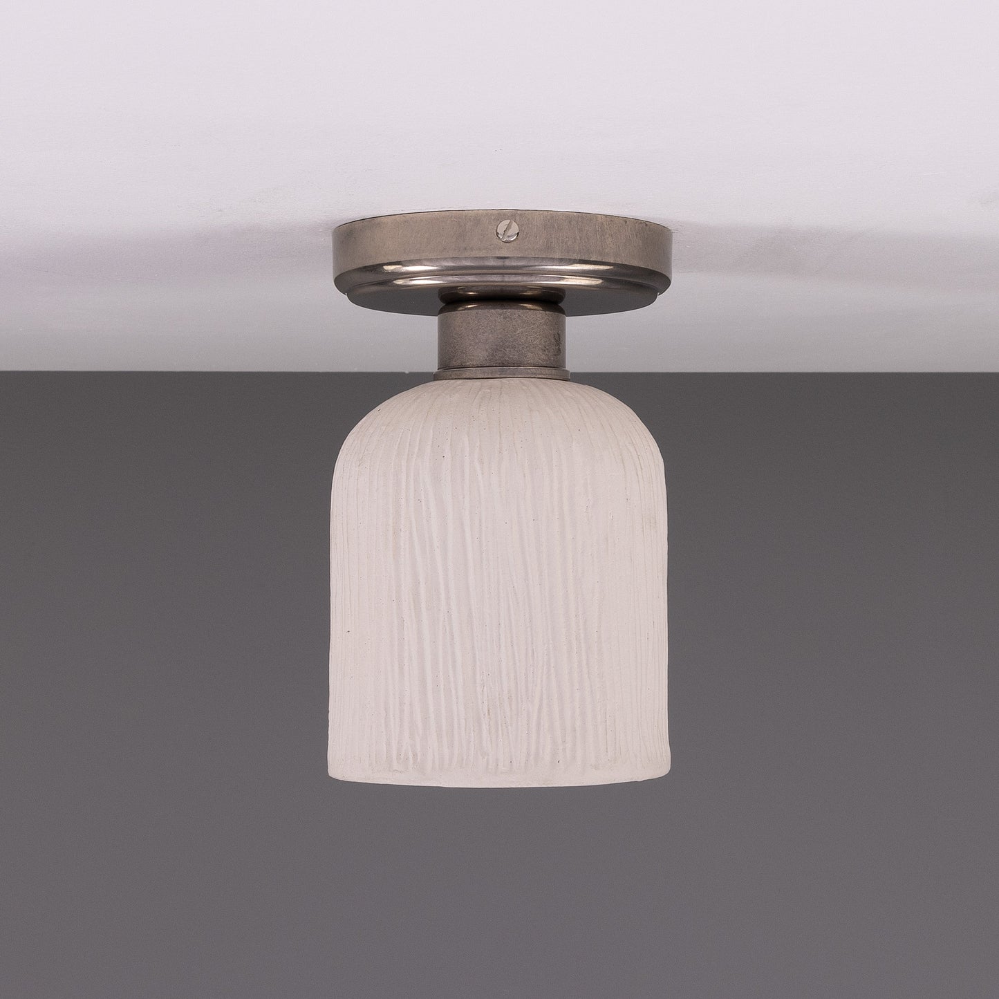 Osier Organic Ceramic Ceiling Light 12cm, Matte White Striped Product Shot