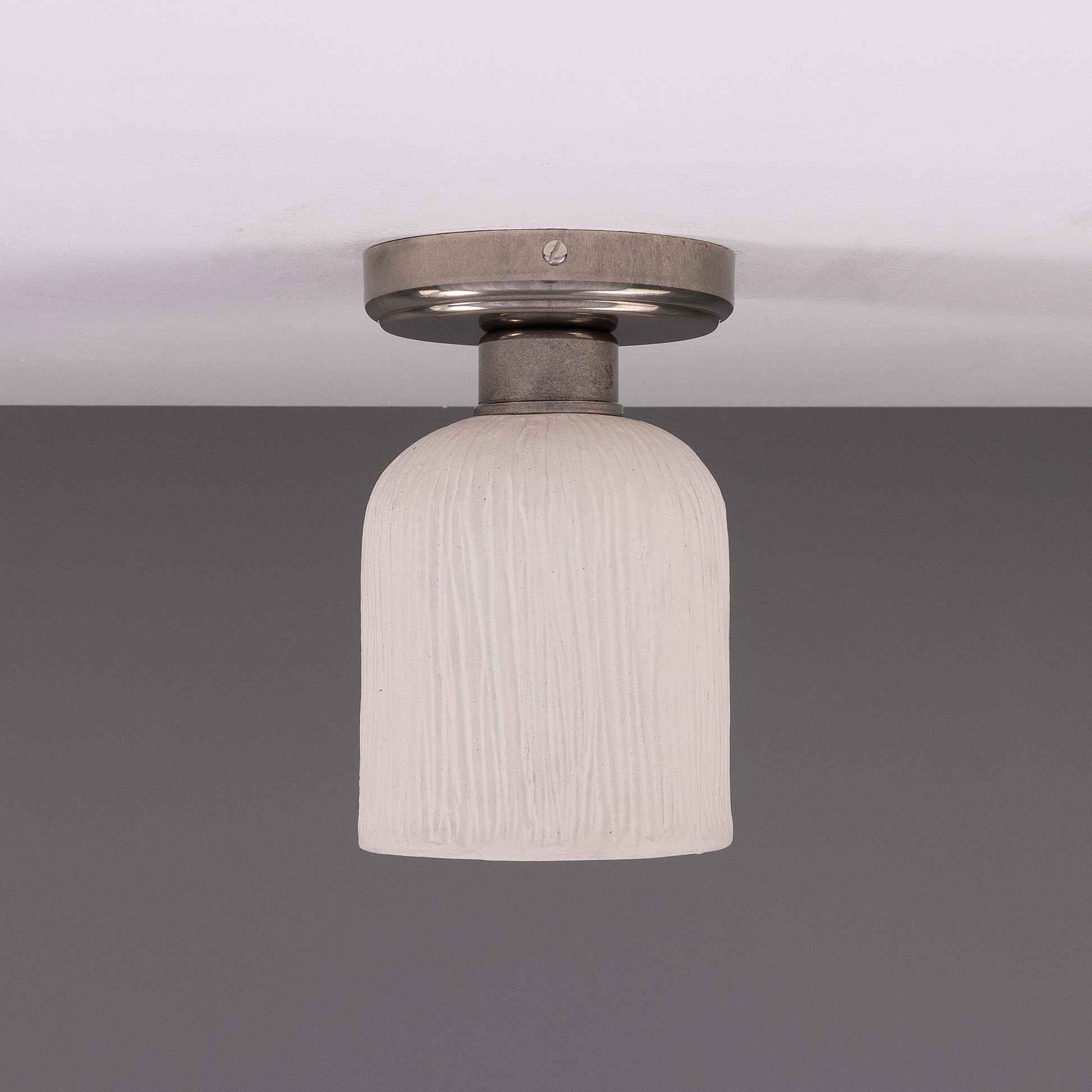 Osier Organic Ceramic Ceiling Light 12cm, Matte White Striped Product Shot