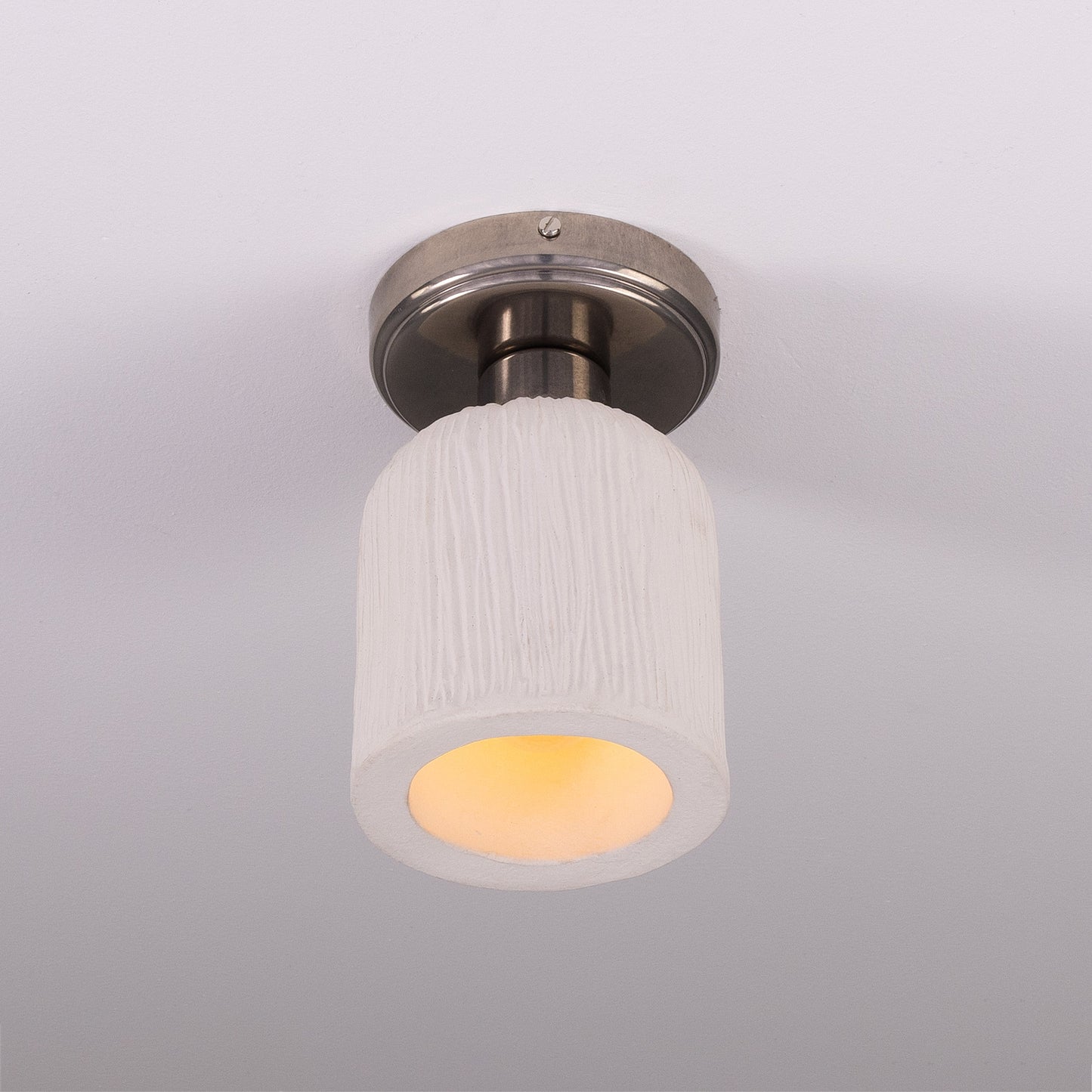 Osier Organic Ceramic Ceiling Light 12cm, Matte White Striped Product Shot