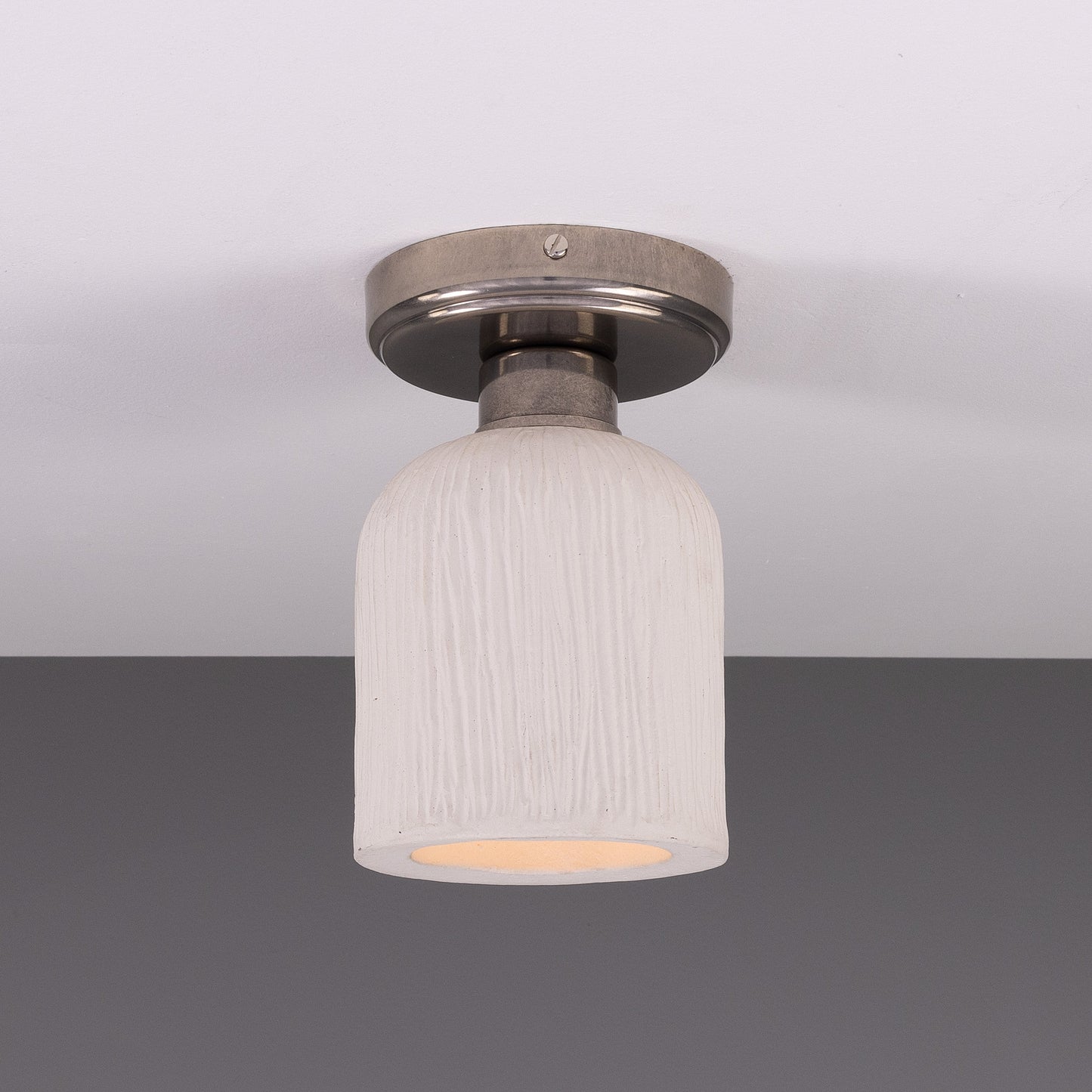 Osier Organic Ceramic Ceiling Light 12cm, Matte White Striped Product Shot