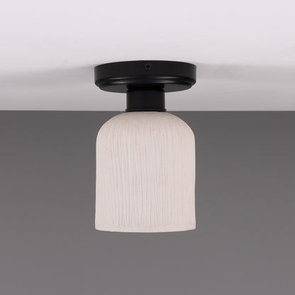 Osier Organic Ceramic Ceiling Light 12cm, Matte White Striped Product Shot