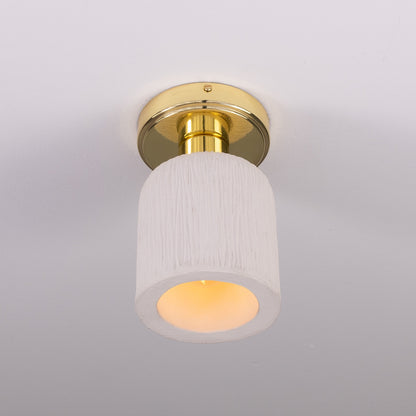 Osier Organic Ceramic Ceiling Light 12cm, Matte White Striped Product Shot