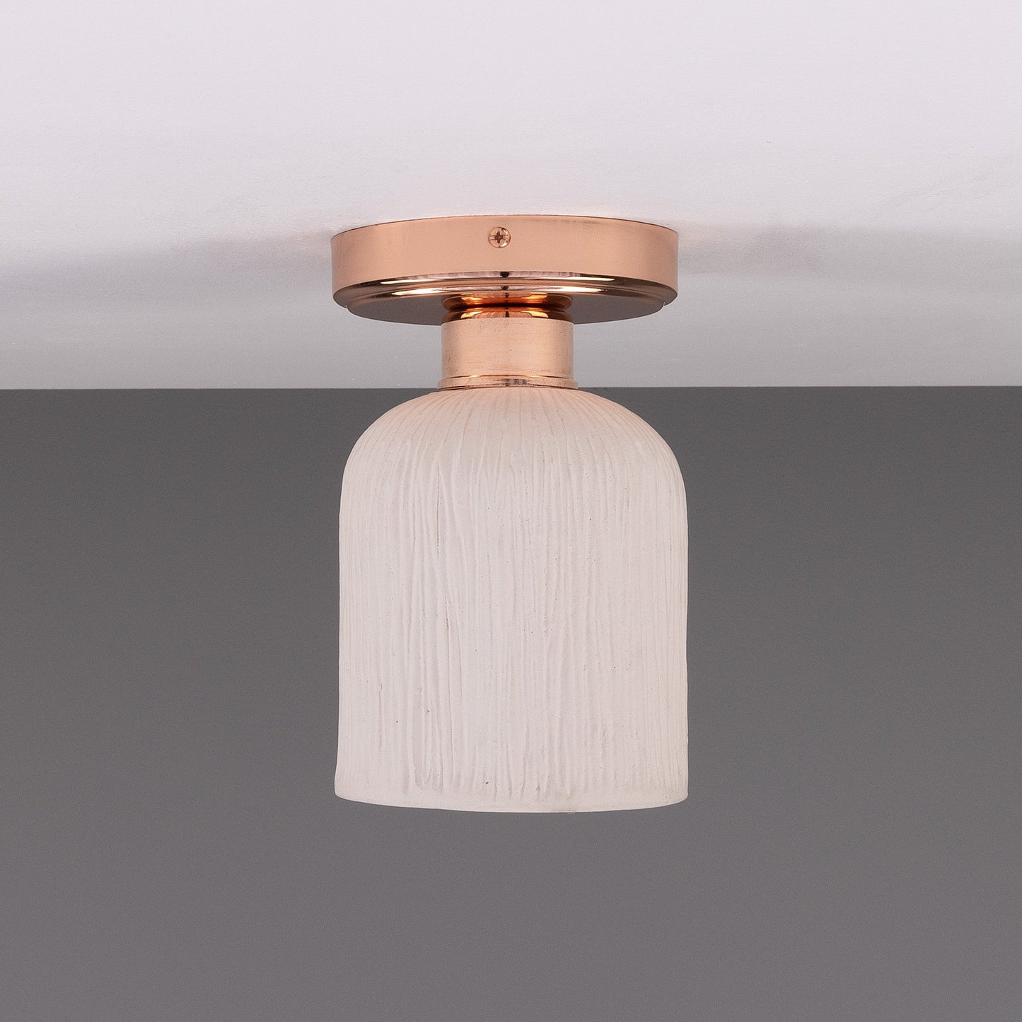 Osier Organic Ceramic Ceiling Light 12cm, Matte White Striped Product Shot