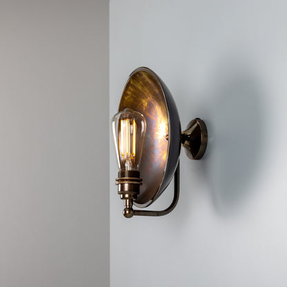 Chulainn Industrial Brass Dish Wall Light 25cm Product Shot