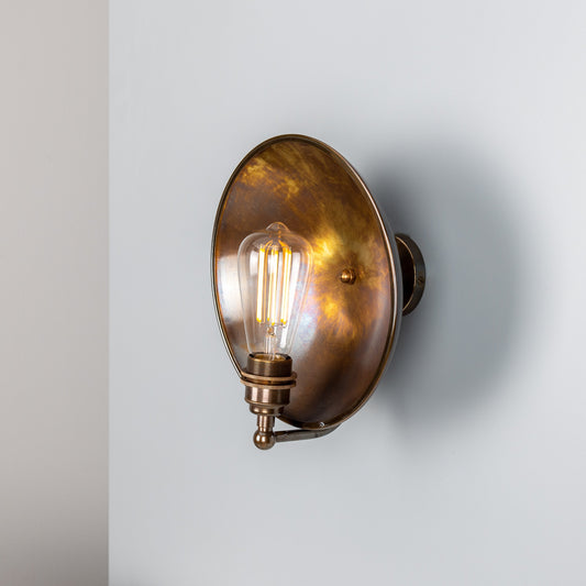 Chulainn Industrial Brass Dish Wall Light 25cm Product Shot