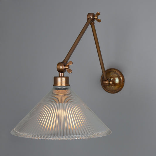 Rebell Adjustable Arm Wall Light with Prismatic Glass Shade Product Shot