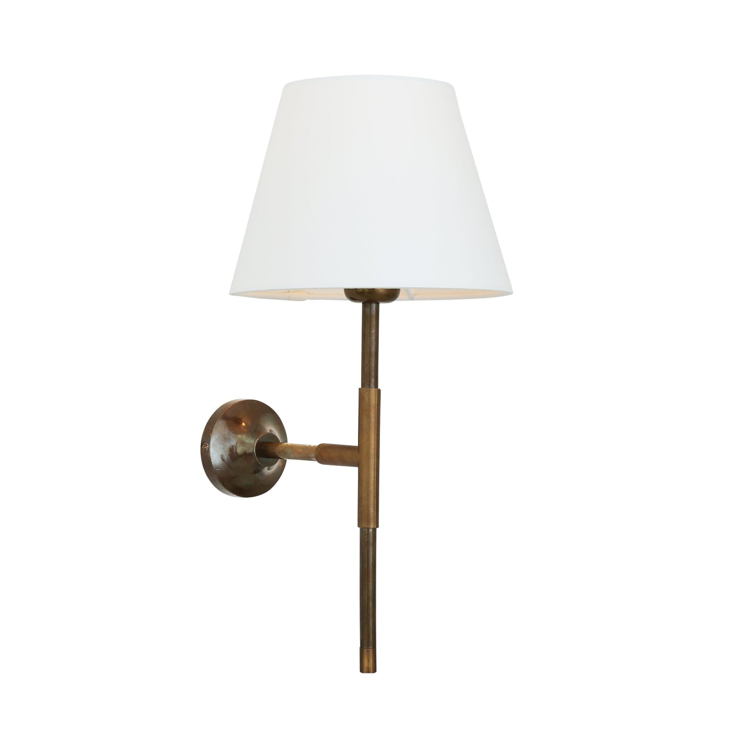 Tenby Modern Brass Wall Light with Empire Fabric Shade Product Shot