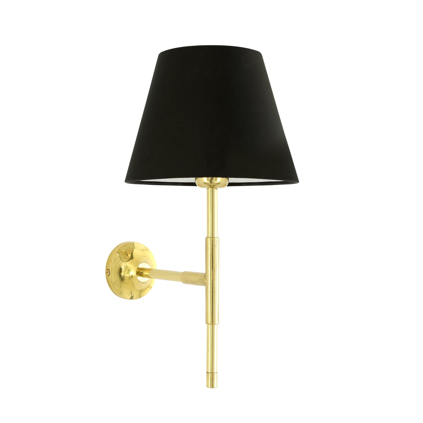 Tenby Modern Brass Wall Light with Empire Fabric Shade Product Shot