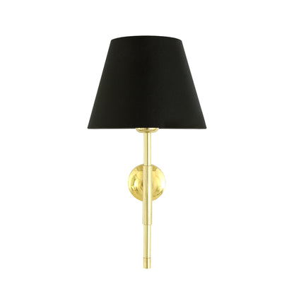 Tenby Modern Brass Wall Light with Empire Fabric Shade Product Shot